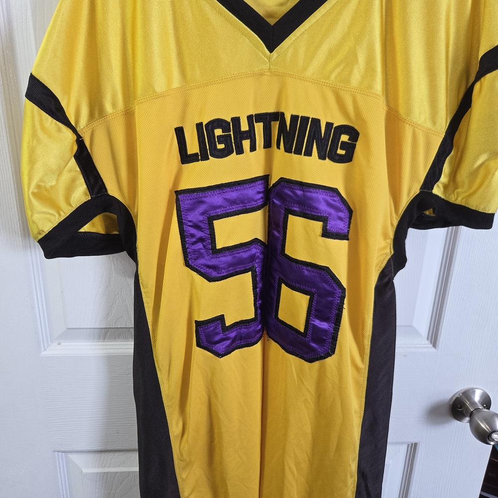 Vintage Louisiana Lightning #56 Football Jersey – Yellow & Purple – Adult Size